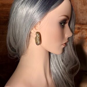 Oblong Pave Bronze Hoop Earrings